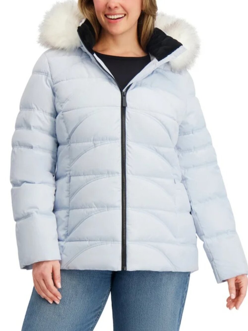 Nautica Women's Puffer Jacket Water Resistant Detachable Hood